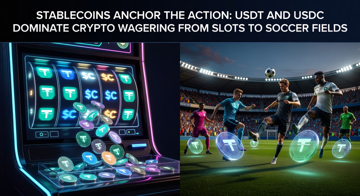 Grafik zeigt USDT- und USDC-Transaktionen in Krypto-Wettplattformen, mit steigenden Balken für Slots und Sportwetten