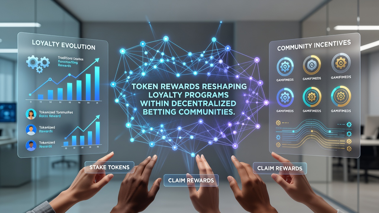 Illustration von Community-Interaktionen und Token-Verteilungen in dezentralen Wettumgebungen